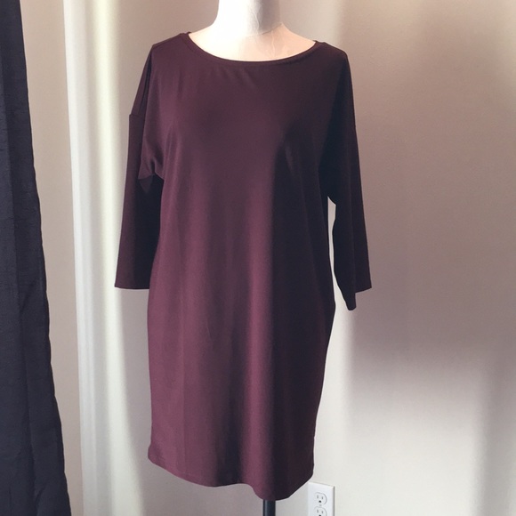 Merlot 3/4 Sleeve Dress - Picture 1 of 6